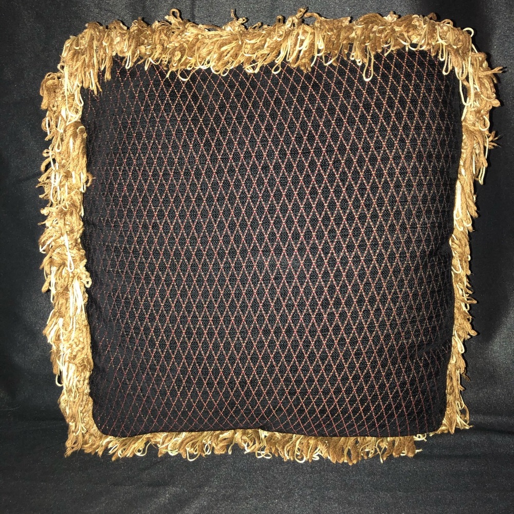 Square Gold and Black Decorative Pillow